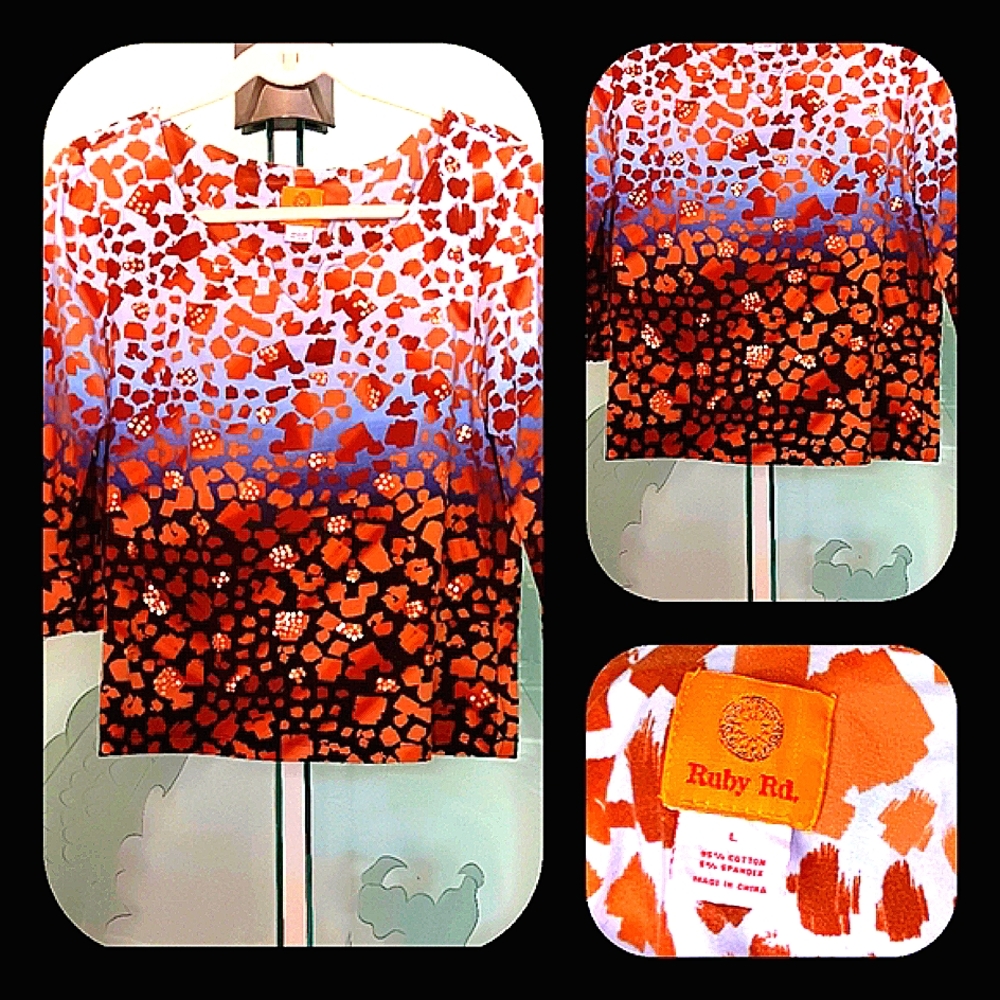 Ruby Rd. Lavender & Rust Gradiated Blouse - image 2